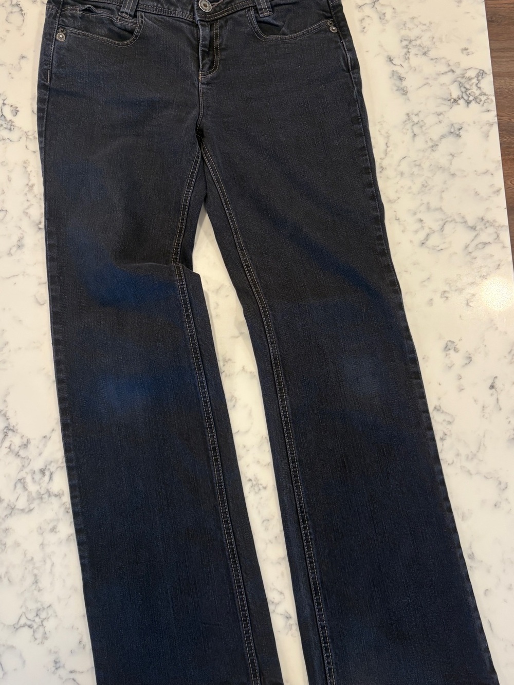 Vintage Donna Karen straight Wide Leg High Rise Black Denim Jeans Size 8 Y2K